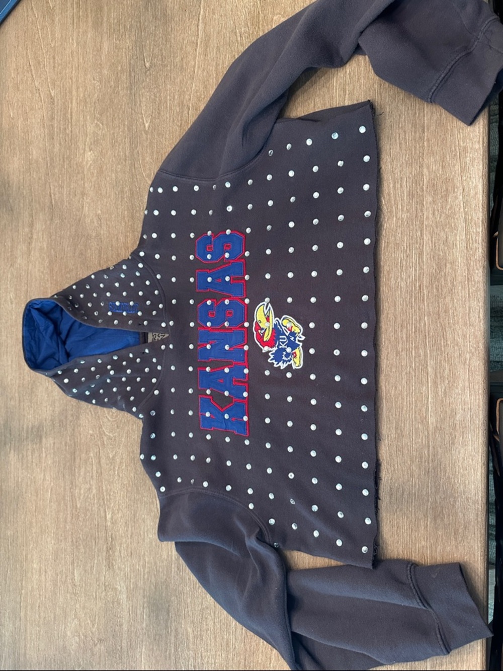 Kansas Jayhawks Cropped Embellished Hoodie